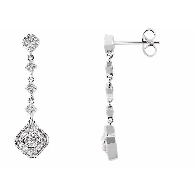 14K White 1/3 CTW Diamond Granulated Link Earrings