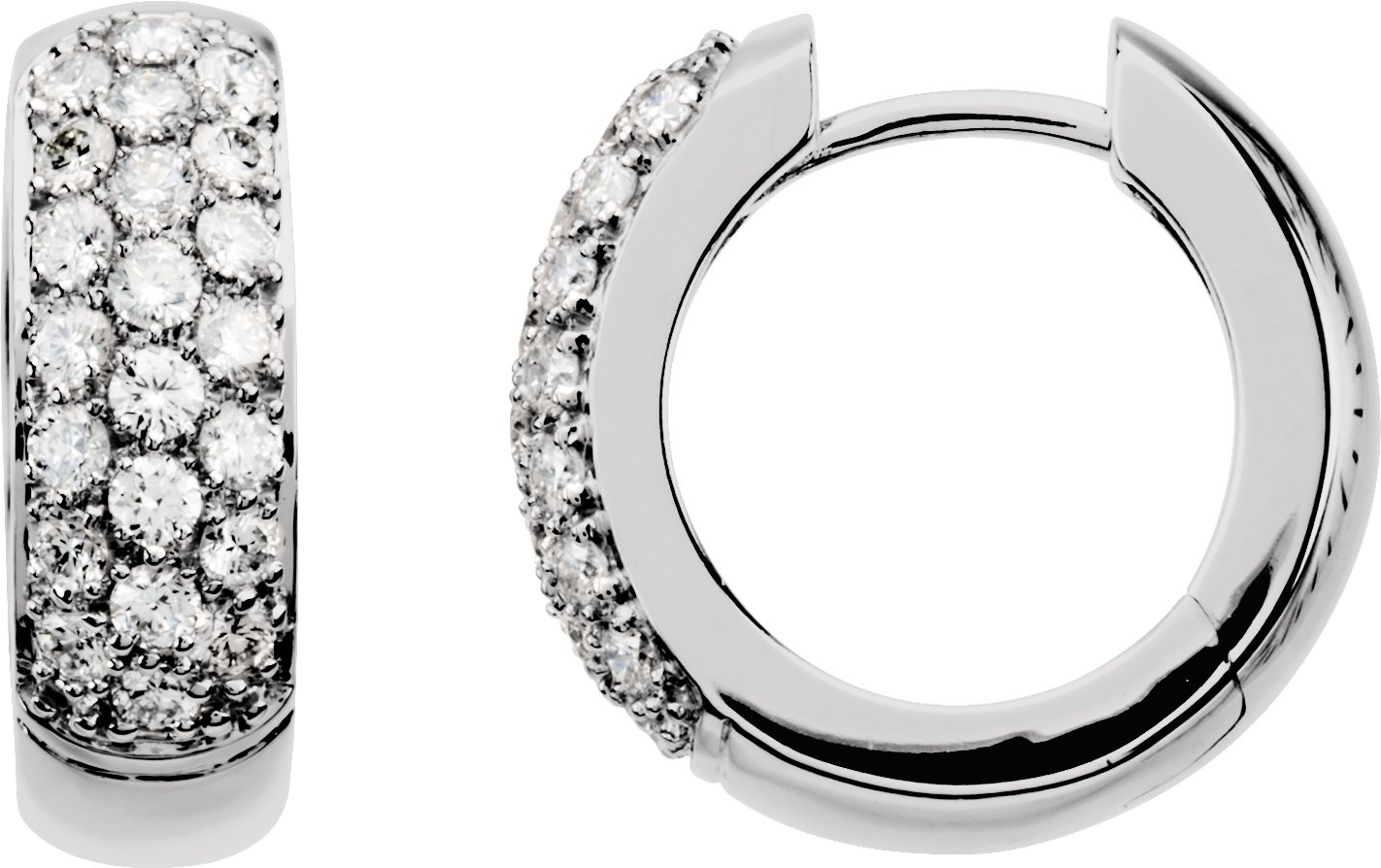 14K White 7/8 CTW Natural Diamond Hoop Earrings