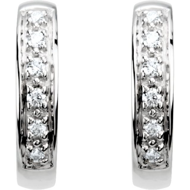 14K White 1/10 CTW Natural Diamond Huggie Earrings