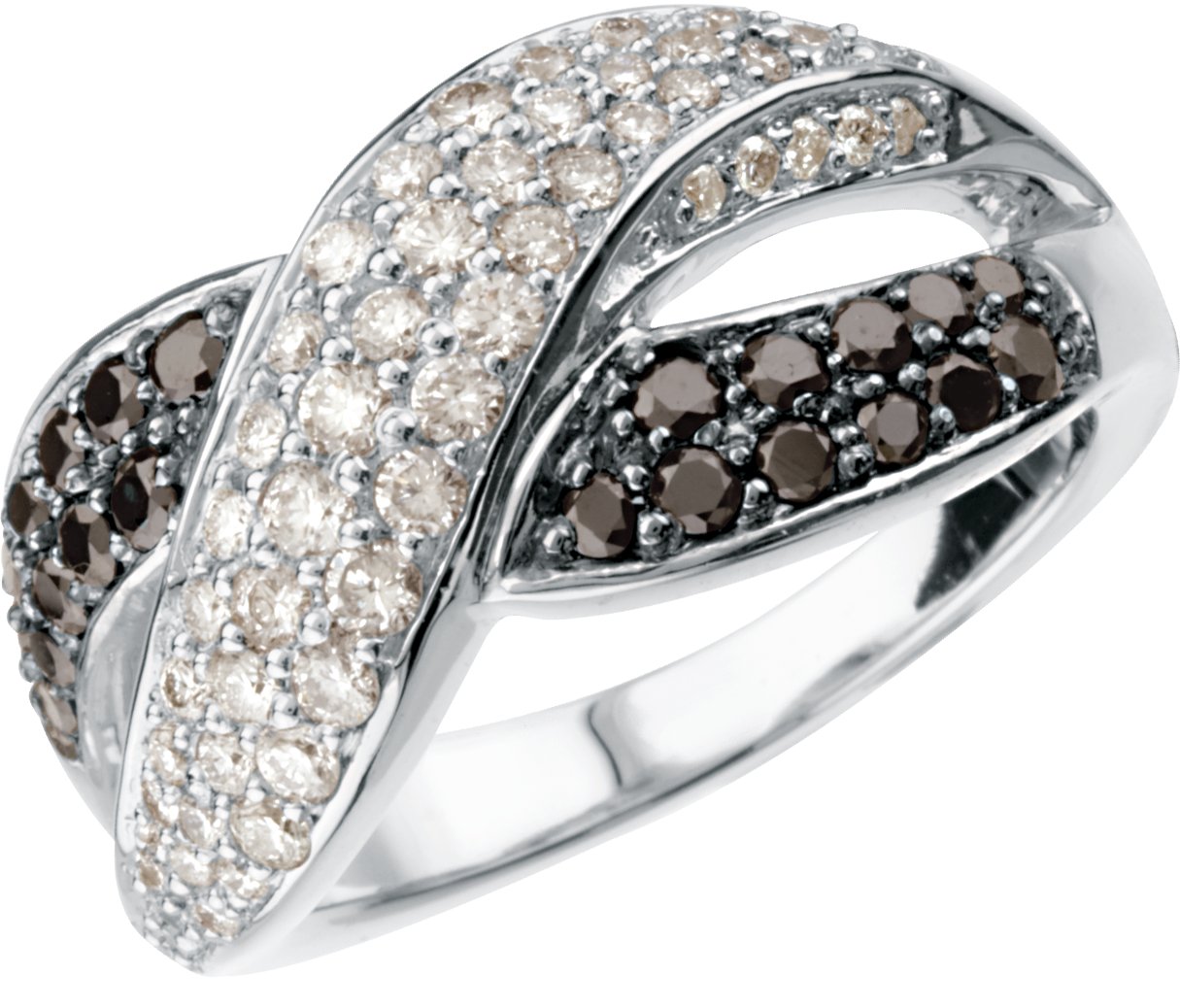 14K White 1 CTW Natural Black & White Diamond Ring