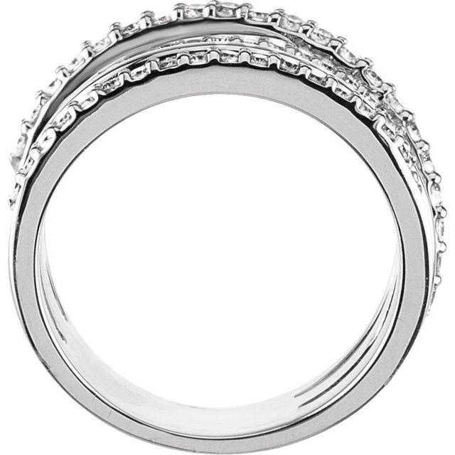 14K White 1/2 CTW Diamond Criss Cross Ring