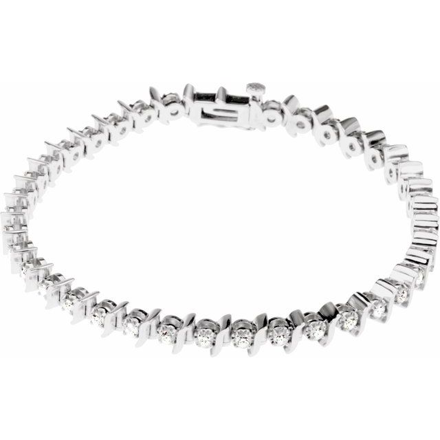 14K White 1 1/2 CTW Natural Diamond Line 7 1/4" Bracelet