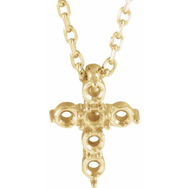 14K Yellow 10.2x7.9 mm Cross 16-18" Necklace Mounting