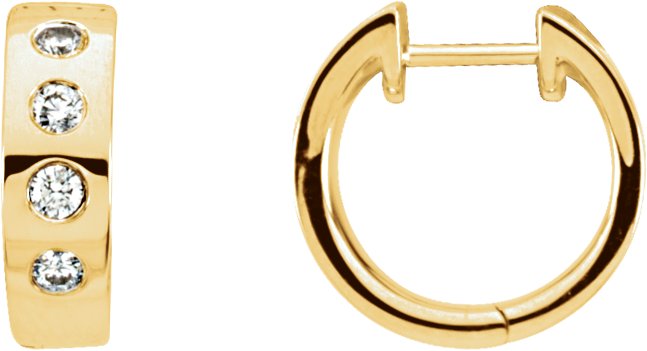 14K Yellow 1/6 CTW Diamond Bezel-Set Hoop Earring