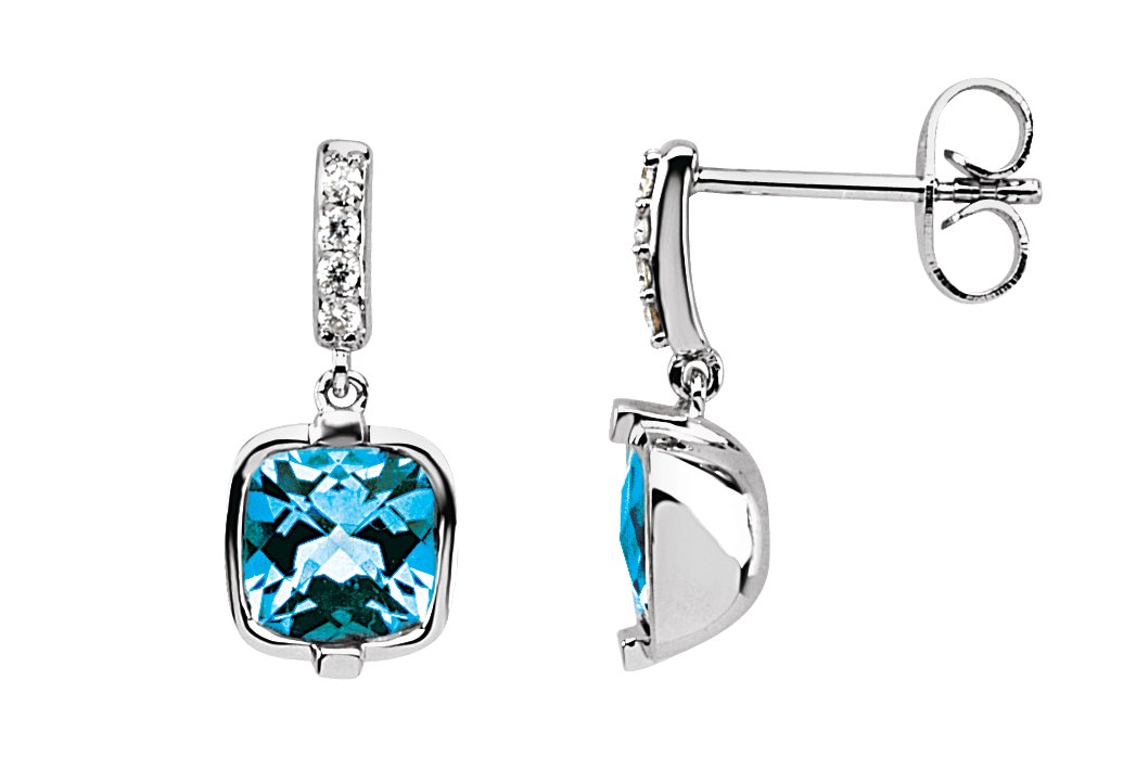 Swiss Blue Topaz & Diamond Earrings