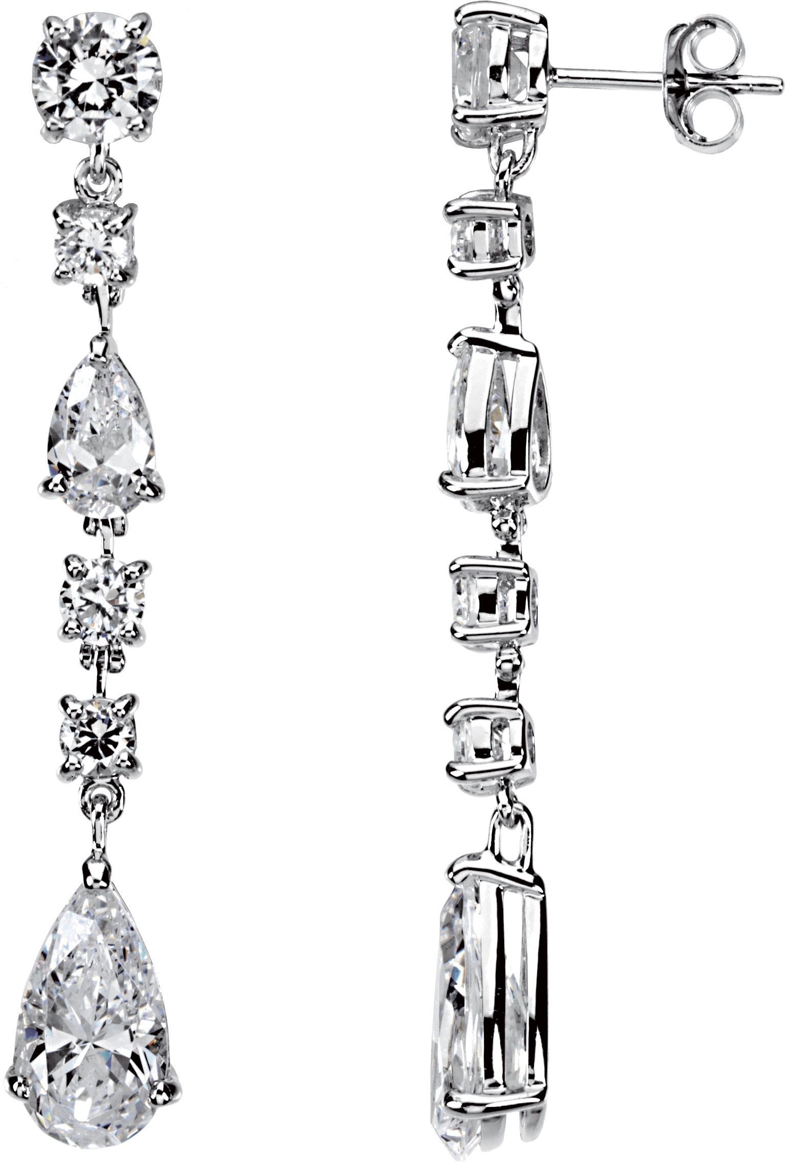 Sterling Silver Cubic Zirconia Dangle Earrings