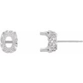 14K White 8x6 mm Oval 4-Prong Lace-Style Earring Mounting | Stuller