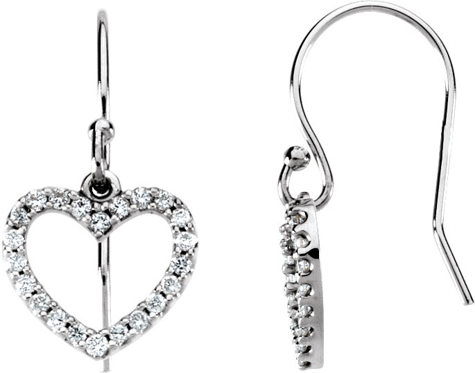 14K White 1/5 CTW Natural Diamond Heart Earrings