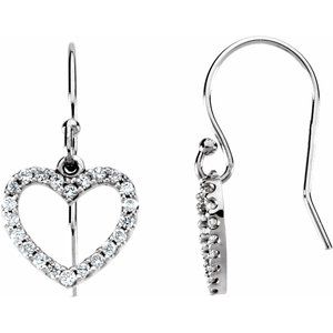 14K White 1/5 CTW Natural Diamond Heart Earrings