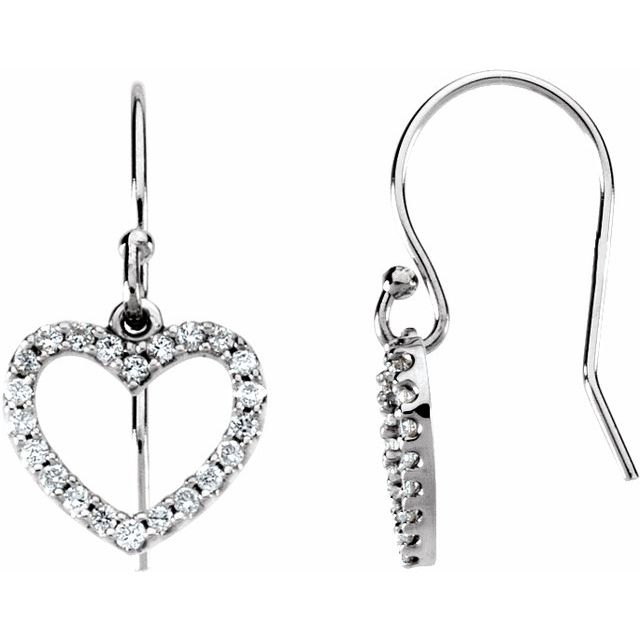14K White 1/5 CTW Diamond Heart Earrings