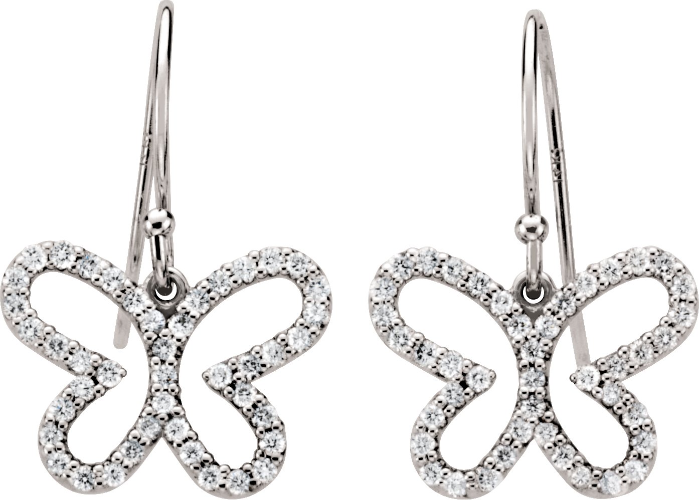 14K White 3/8 CTW Diamond Butterfly Earrings
