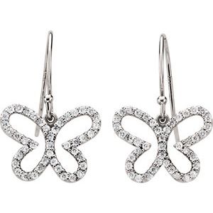 14K White 3/8 CTW Diamond Butterfly Earrings