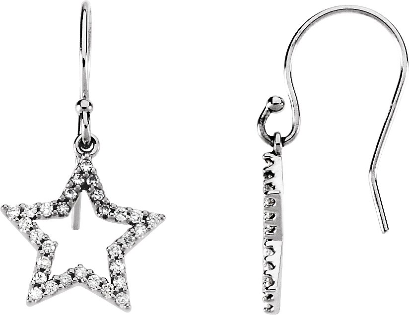 14K White 1/4 CTW Natural Diamond Star Earrings