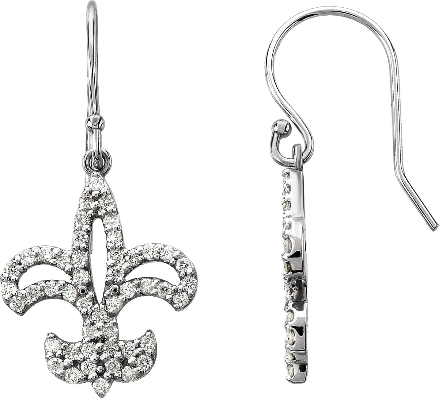 1/2 CTW Natural Diamond Fleur-de-lis Earrings view 3