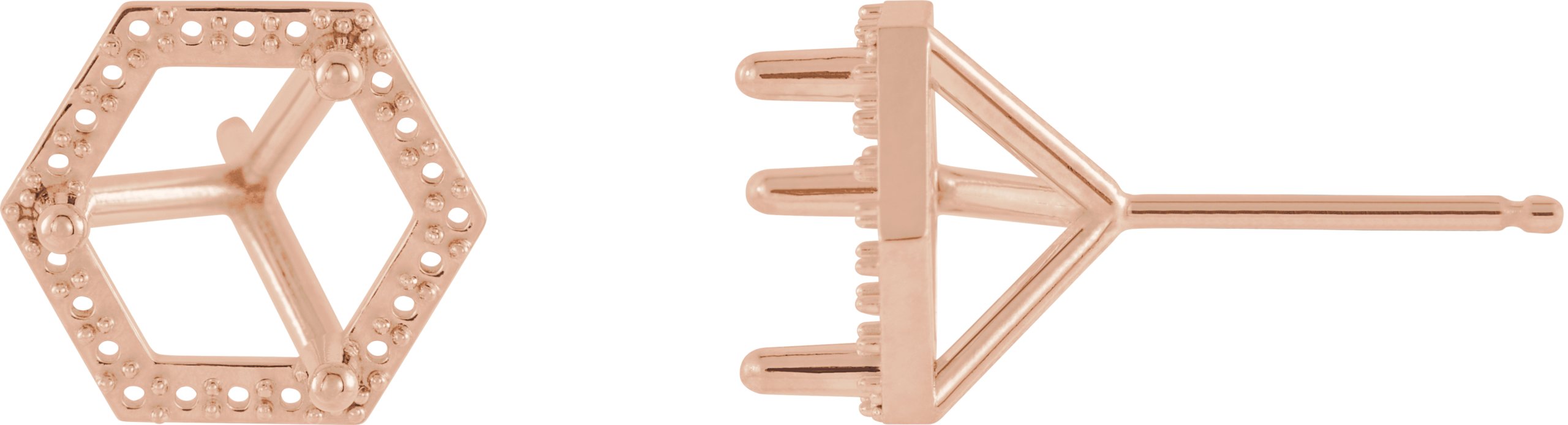Round 3-Prong Cocktail-Style Halo-Style Stud Earrings