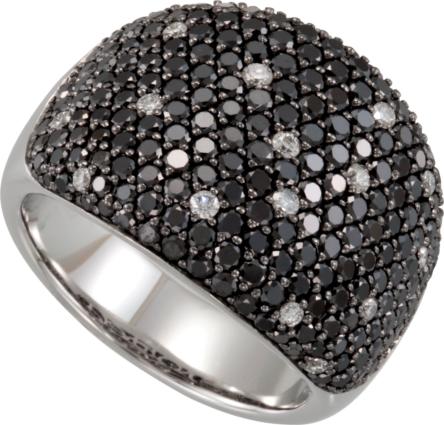 Black Rhodium-Plated 14K White 3 CTW Black & White Diamond Pavé Ring