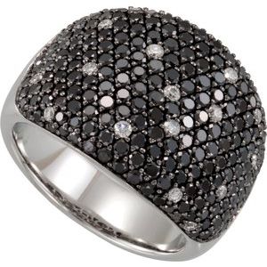Black Rhodium-Plated 14K White 3 CTW Black & White Diamond Pavé Ring