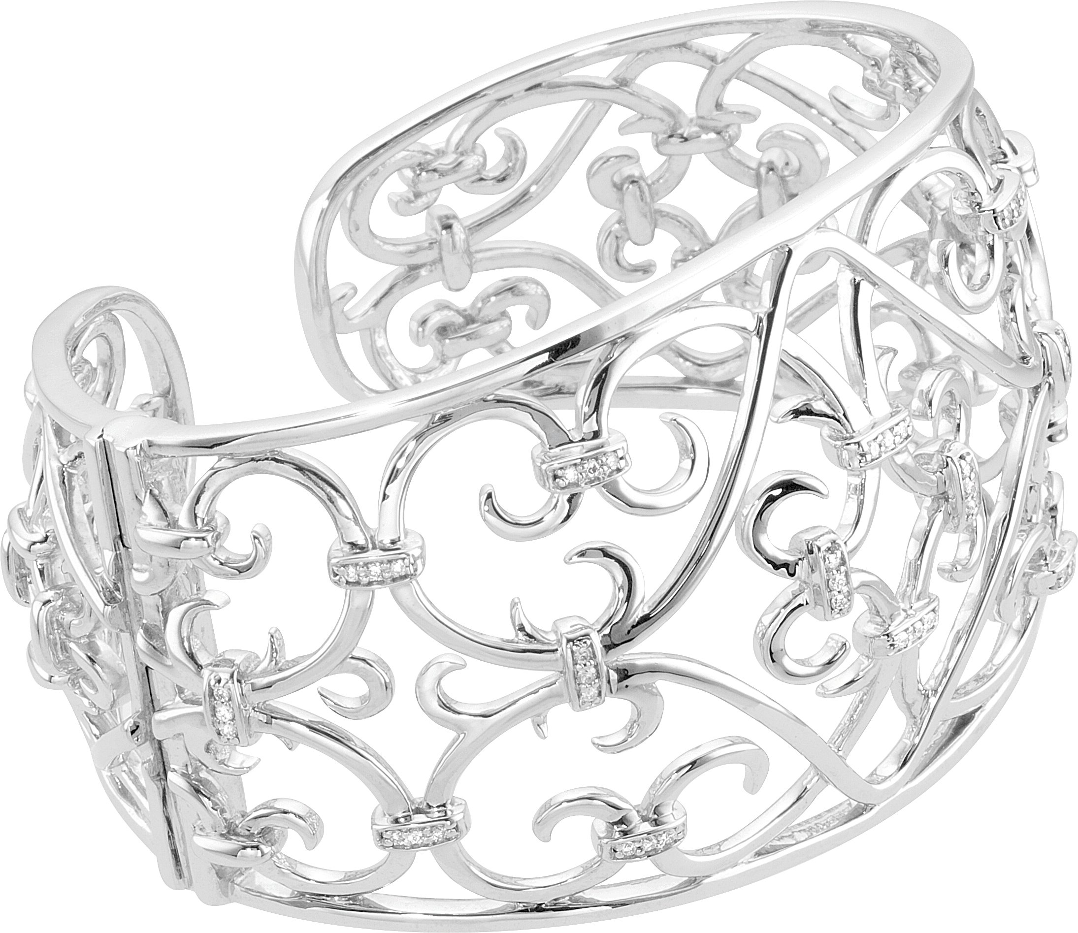 Rhodium-Plated Sterling Silver 1/3 CTW Natural Diamond Cuff Bracelet