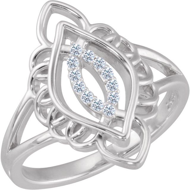 Sterling Silver 1/10 CTW Natural Diamond Filigree Ring