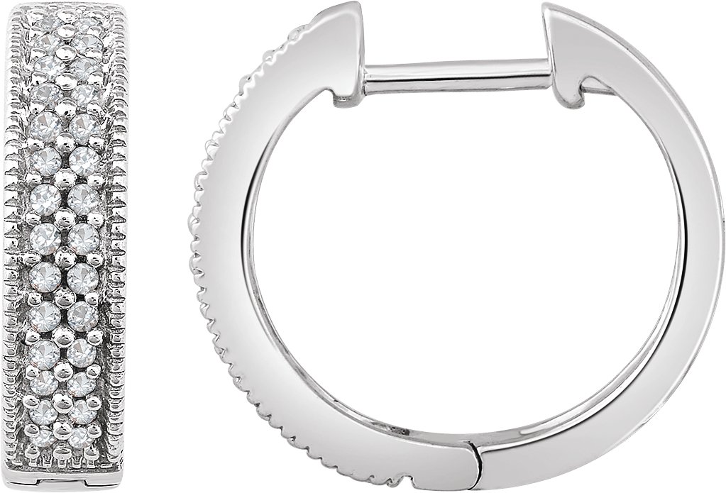 14K White 1/4 CTW Diamond Hoop Earrings