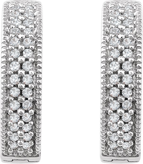 14K White 1/4 CTW Diamond Hoop Earrings