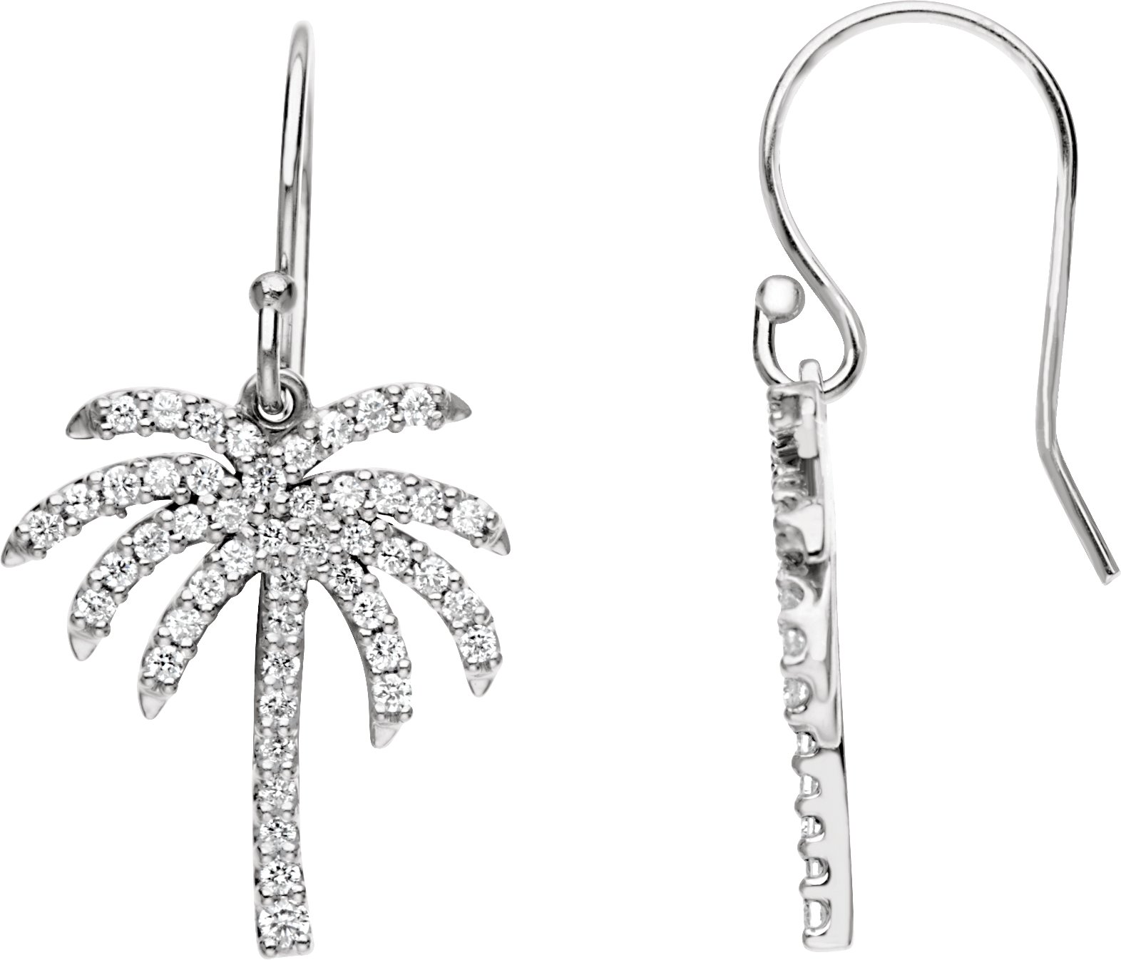 14K White 3/8 CTW Diamond Palm Tree Earrings