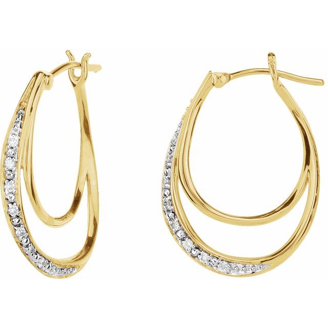 14K Yellow 1/10 CTW Natural Diamond Hoop Earrings