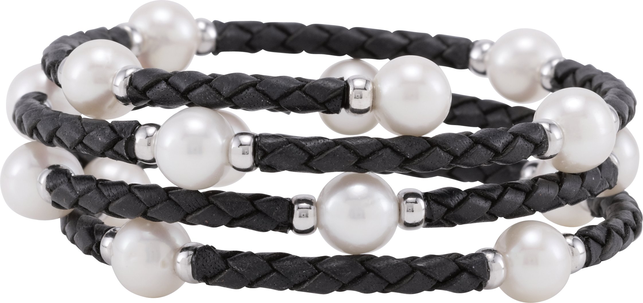 Sterling Silver 8 8.5 mm Freshwater Cultured Pearl 24 inch Wrap Bracelet Ref. 3173558