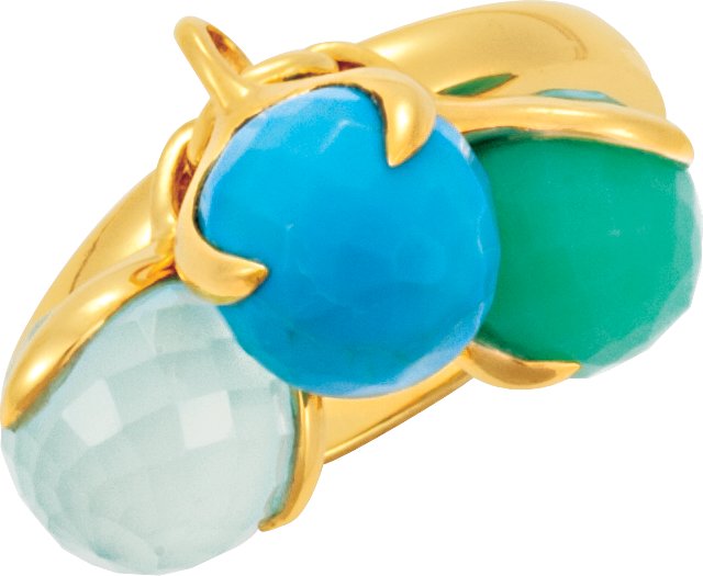 18K Yellow Vermeil Multi-Gemstone Ring Size 7