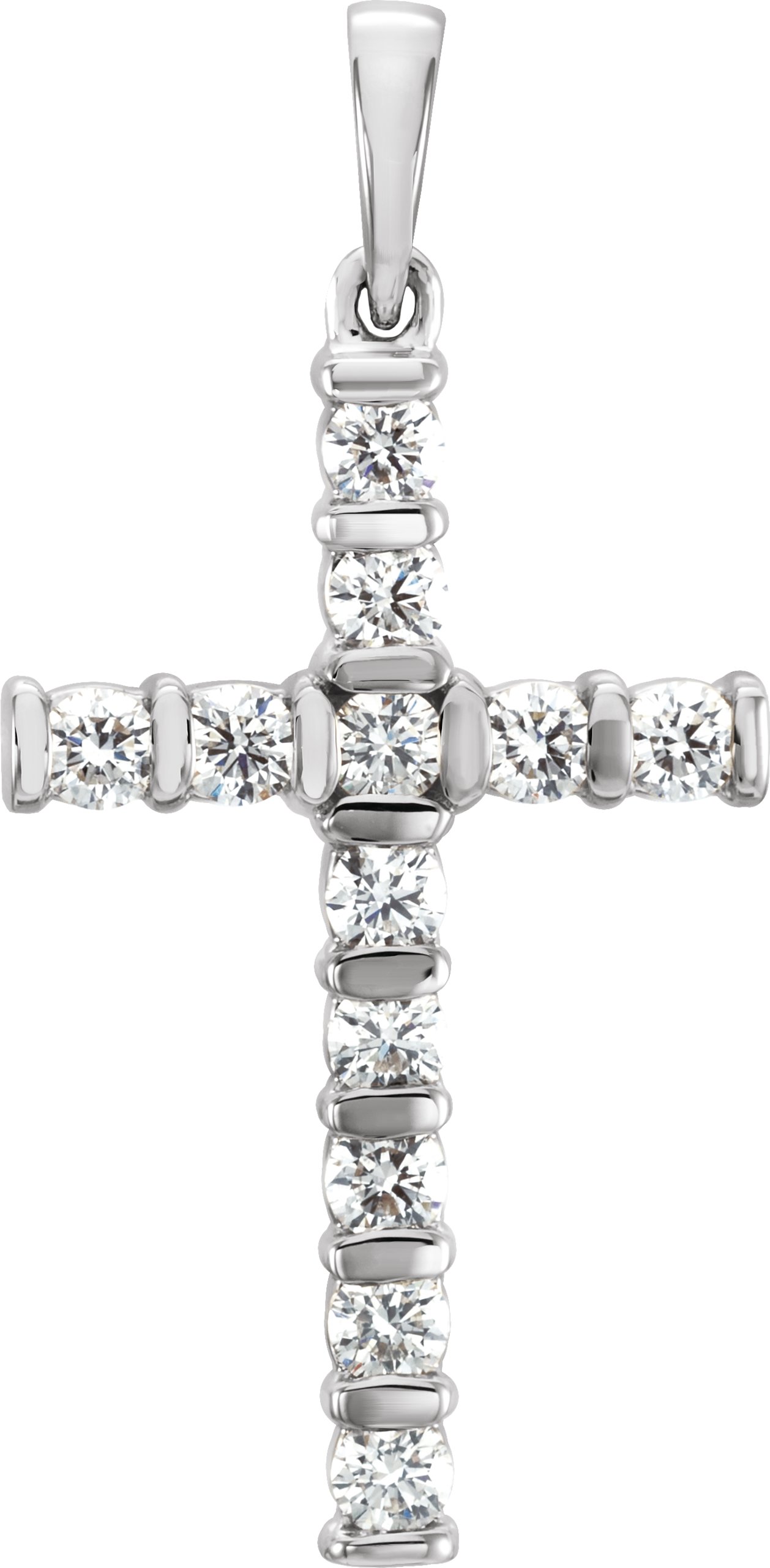 Natural Diamond Cross Pendant – 14K White Gold