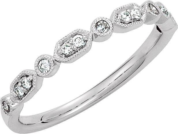 14K White 1/8 CTW Natural Diamond Stackable Ring