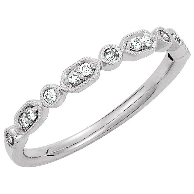 14K White 1/8 CTW Natural Diamond Stackable Ring