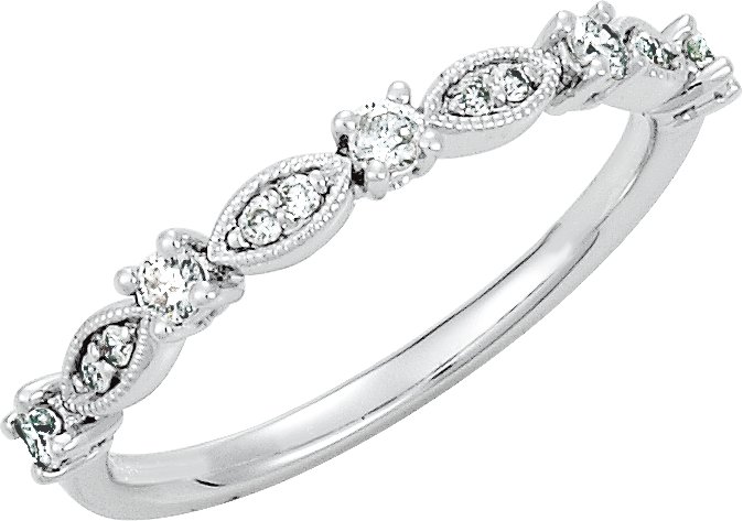 Platinum 1/5 CTW Diamond Granulated Stackable Ring Size 7