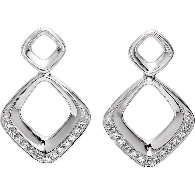 14K White 1/10 CTW Natural Diamond Geometric Earrings