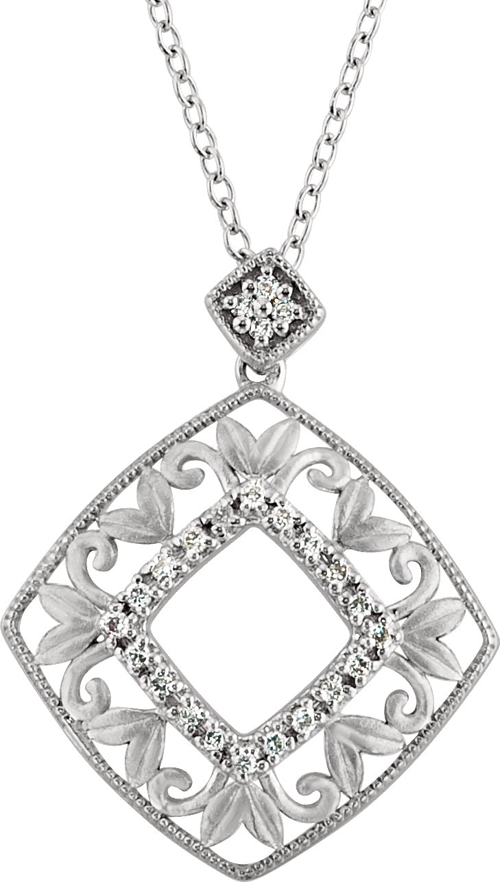 Sterling Silver 1/6 CTW Natural Diamond Filigree 18 Necklace