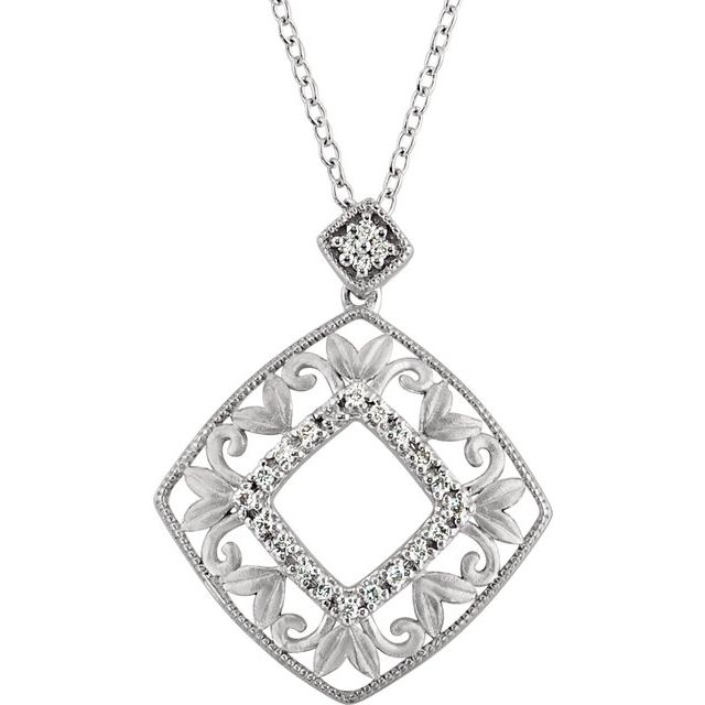 Sterling Silver 1/6 CTW Natural Diamond Filigree 18 Necklace