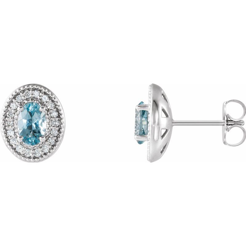Oval 4-Prong Halo-Style Earrings