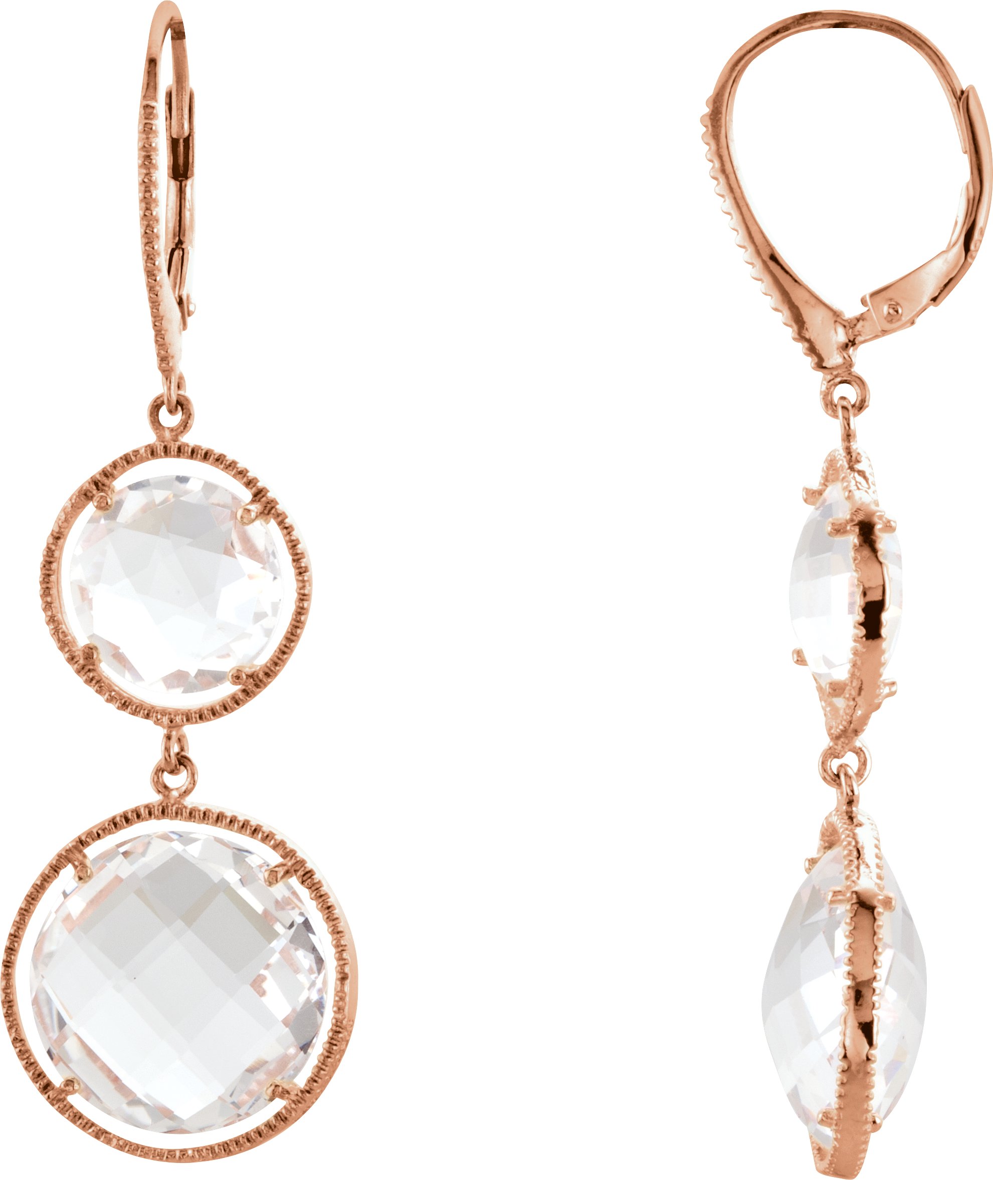 14K Rose Gold-Plated Sterling Silver Clear Quartz Earrings