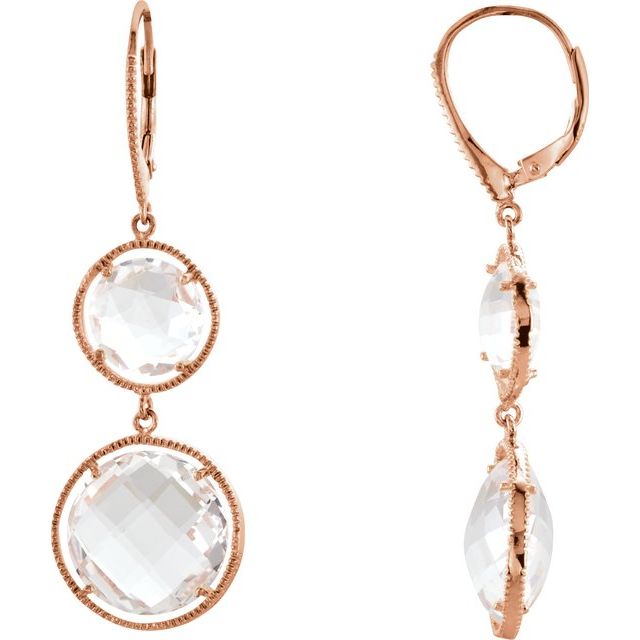 14K Rose Gold-Plated Sterling Silver Clear Quartz Earrings