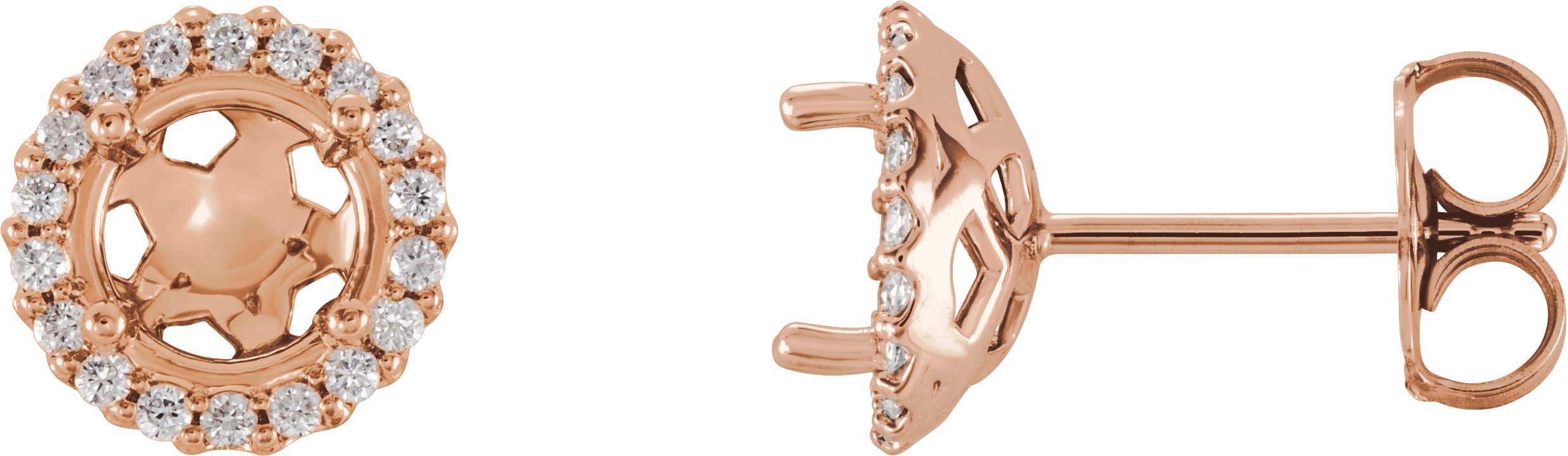 Round 4-Prong Halo-Style Earrings
