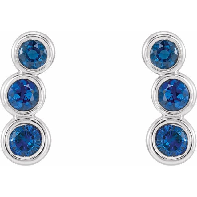 Sterling Silver Lab-Grown Blue Sapphire Ear Climbers  