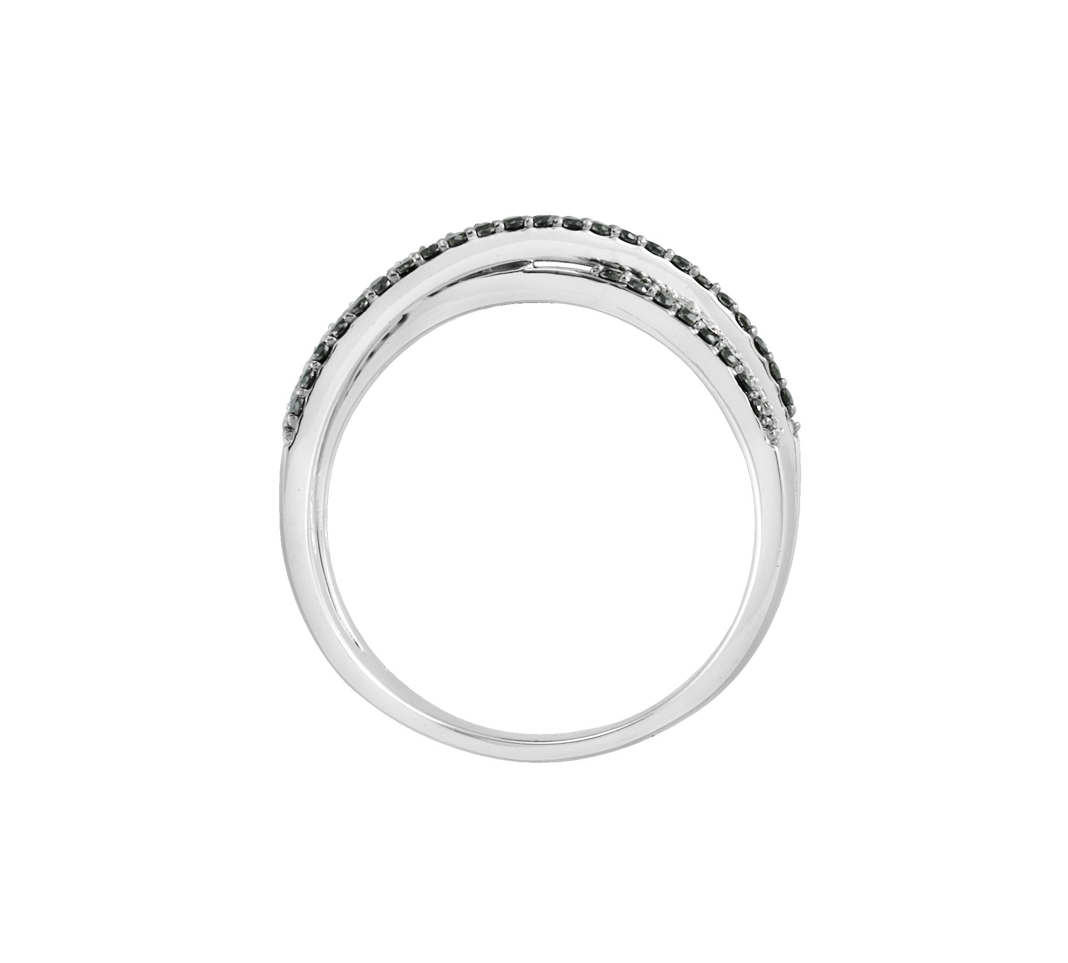 14K White 3/8 CTW Natural Black & White Diamond Criss-Cross Ring  