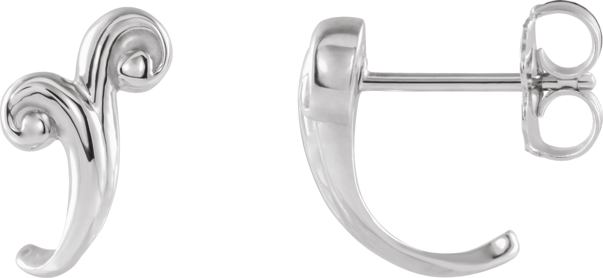 Platinum Freeform J-Hoop Earrings 