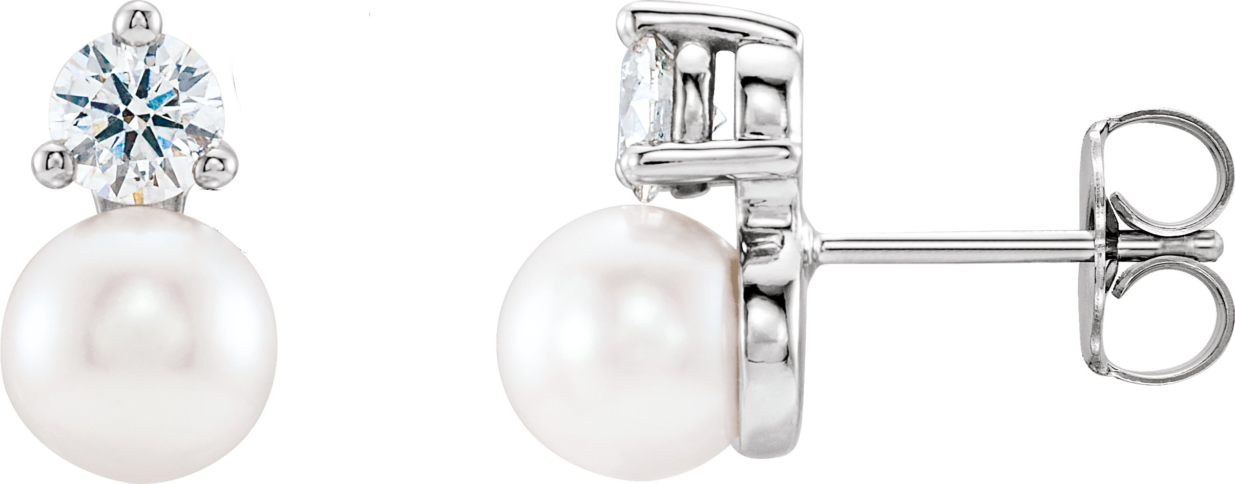 14K White Freshwater Cultured Pearl and .50 CTW Diamond Earrings Ref. 13449236