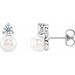 Sterling Silver Cultured White Freshwater Pearl & 1/2 CTW Natural Diamond Earrings