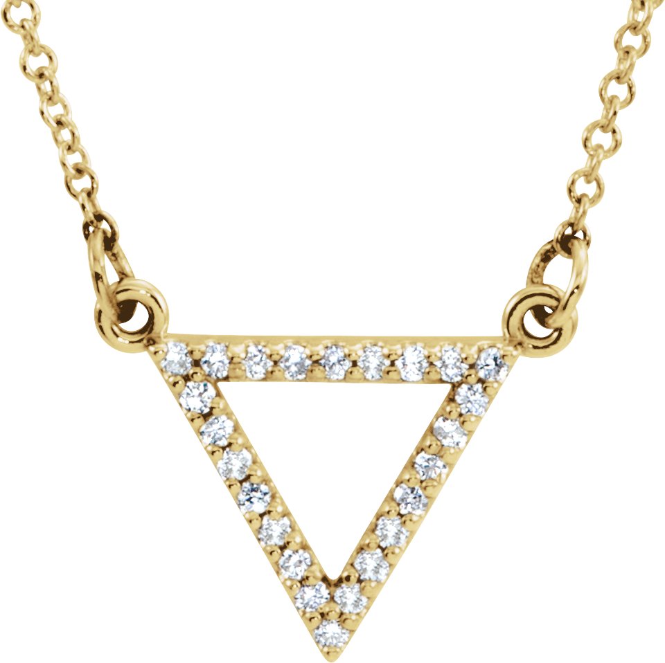 14K Yellow 1/10 CTW Natural Diamond Triangle 16" Necklace