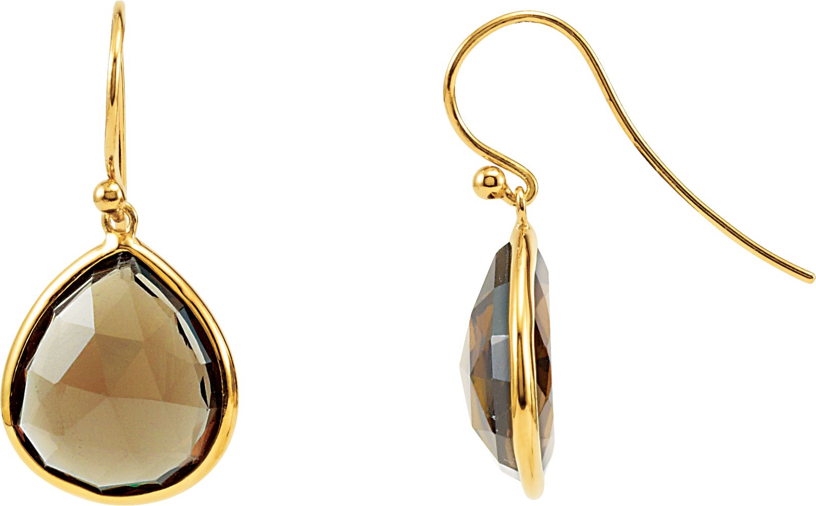 14K Yellow Gold-Plated Sterling Silver Smoky Quartz Bezel-Set Earrings