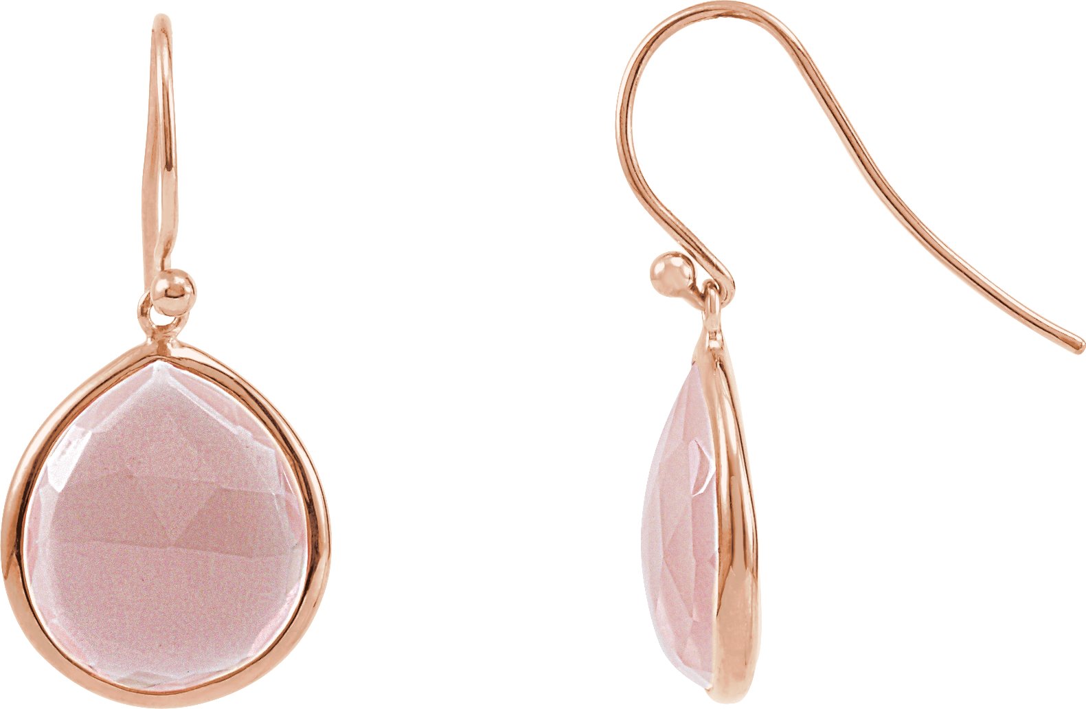 14K Rose Gold-Plated Sterling Silver Rose Quartz Bezel-Set Earrings