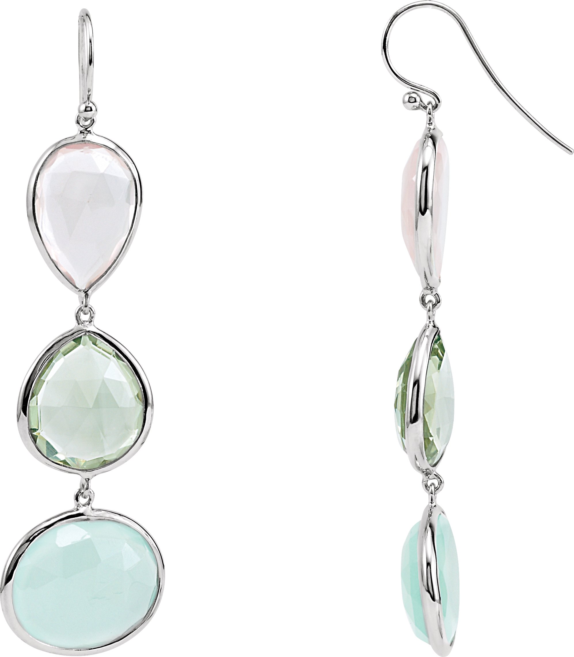 69645 / Sterling Silver / Pair / Polished / Multi-Color Gemstone Earrings