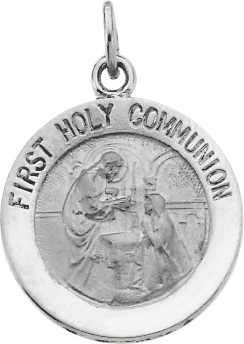 SS 18mm Holy Communion Medal with 18 inch Curb Chain Ref 601861